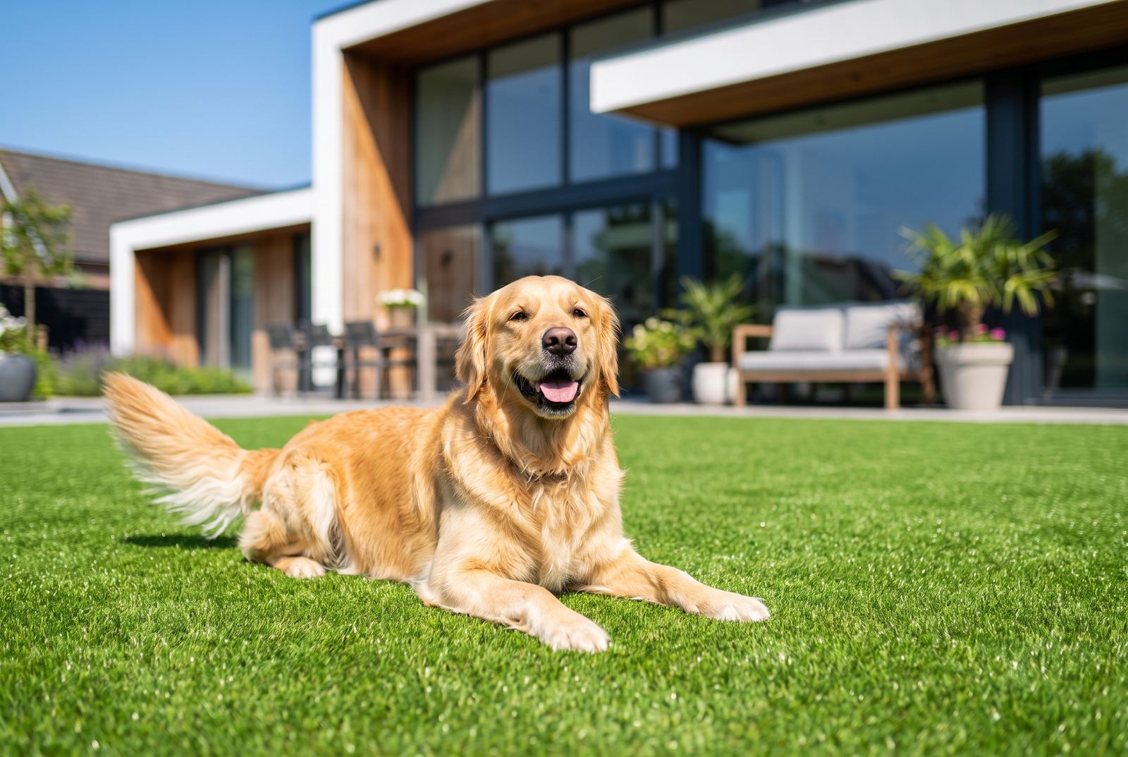 Dog on pet-friendly artificial turf